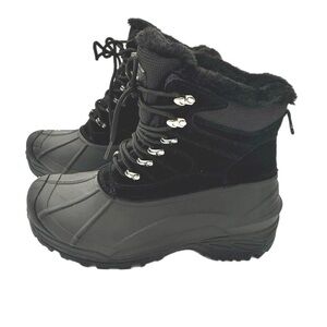 Men's Black Winter Boots, lightly worn once -Size 10 Ships next day